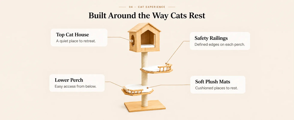 Mewzoom Meow Planet Modern Cat Tower, Solid Wood Window Cat Furniture product detail image 5