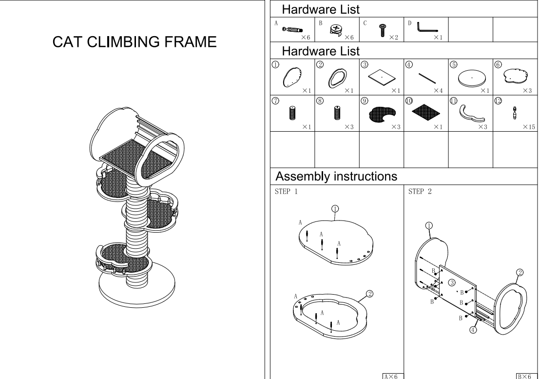 Lonna  Modern Cat Tower, Solid Wood for 1–2 Cats