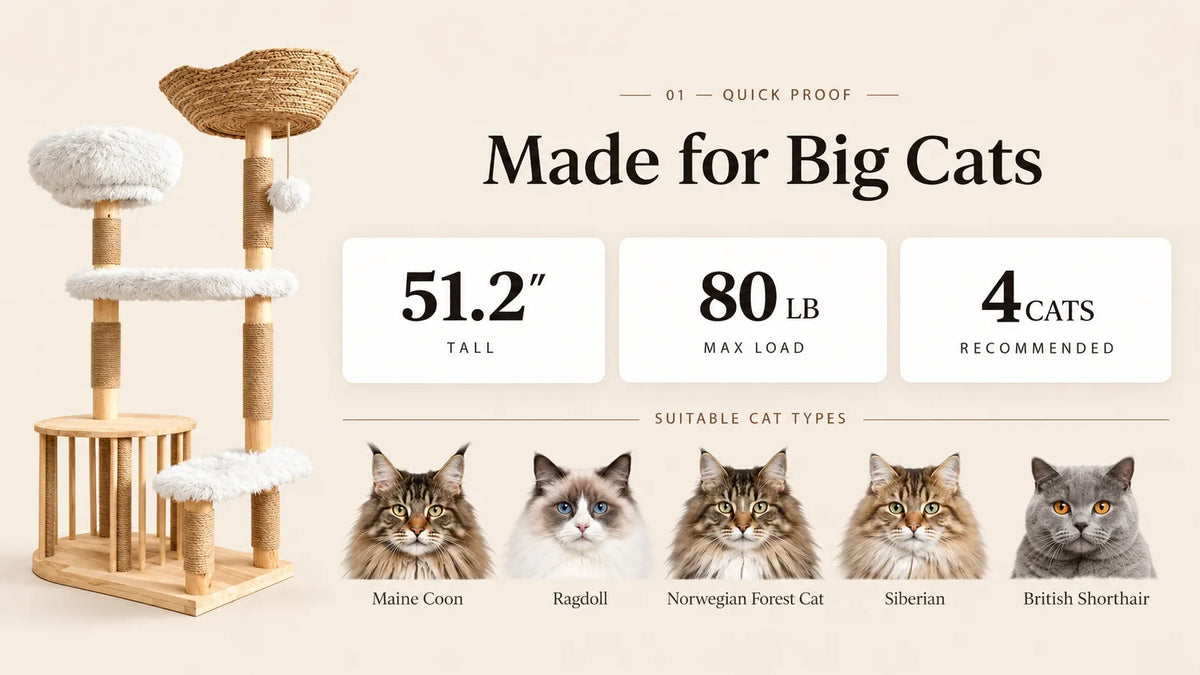 Mewzoom Okra Rattan 51" Modern Cat Tower with Rattan Basket product detail image 1