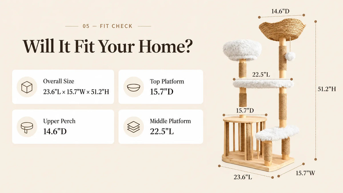Mewzoom Okra Rattan 51" Modern Cat Tower with Rattan Basket product detail image 5