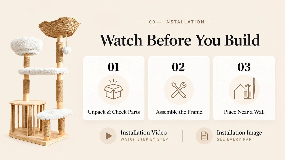 Mewzoom Okra Rattan 51" Modern Cat Tower with Rattan Basket product detail image 9