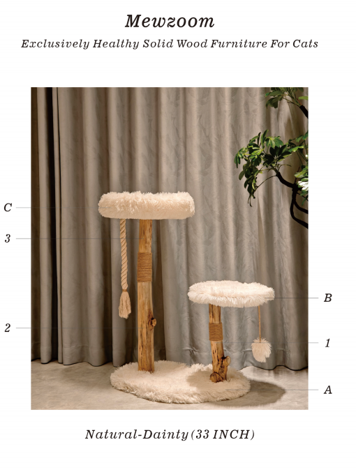 Classical Column  Designer Cat Tree, Solid Wood Scratching Tower