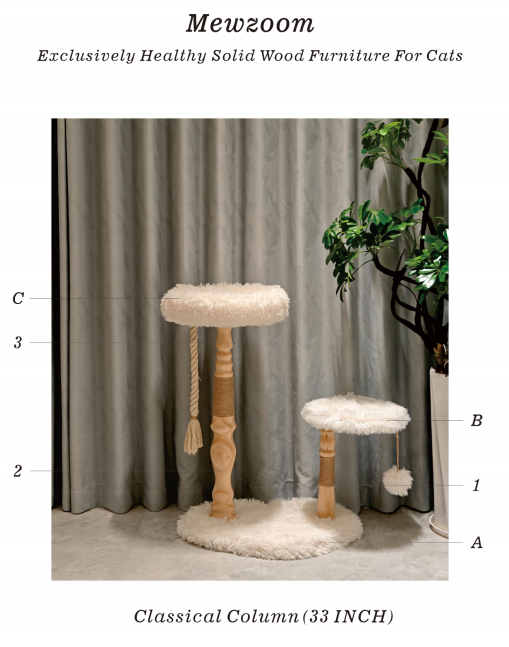 Natural Dainty Modern Cat Tree, Compact Solid Wood for Small Spaces